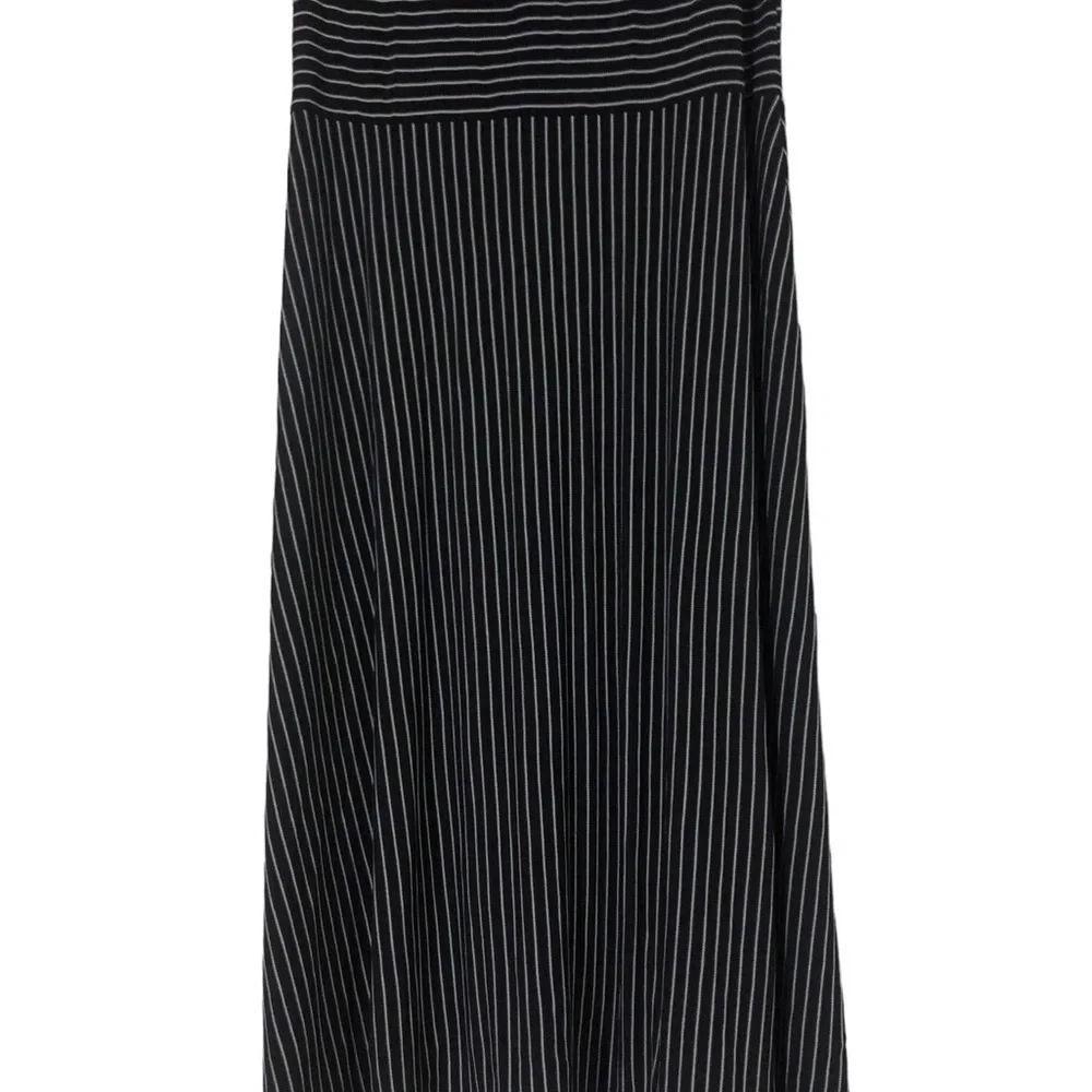 Ann Taylor LOFT Navy Striped Ruched Chest Stretchy & Soft/Strappy Midi Dress 10 - Picture 3 of 8